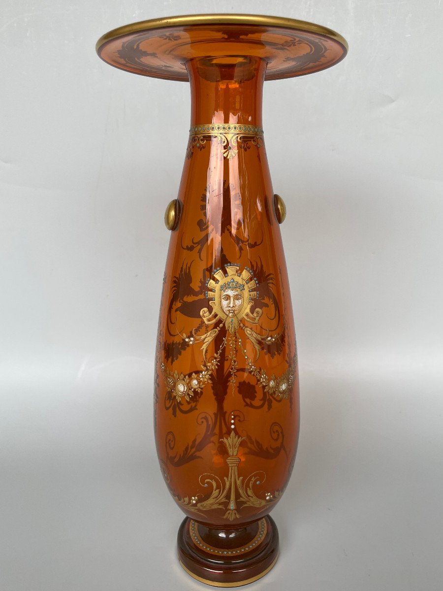 Baccarat Crystal - Amber Crystal Vase Late 19th